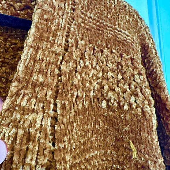 SUPER SOFT nubby buttery chenille gold cardigan - academia librarian teacher XL - Picture 6 of 10